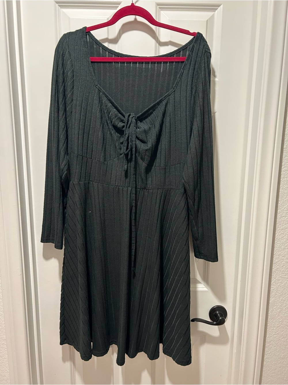 Black Long-Sleeve Tie-Front Women's Dress